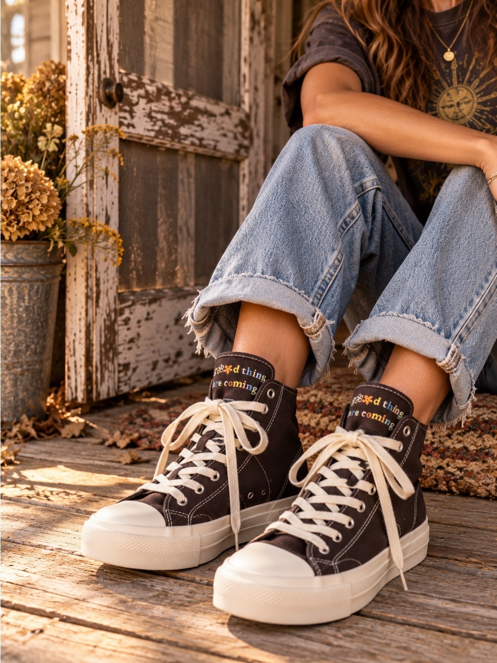 American Eagle‎ Floral High Top Sneakers Womens 7.5 Canvas Coquette Cottagecore